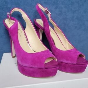 Bright Purple Suede Platforn heels